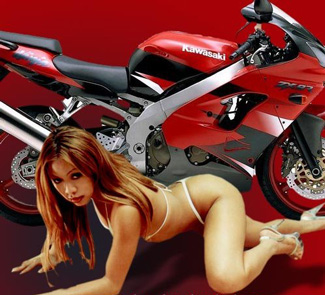 Kawasaki ZX9R nice pics babes wheelies